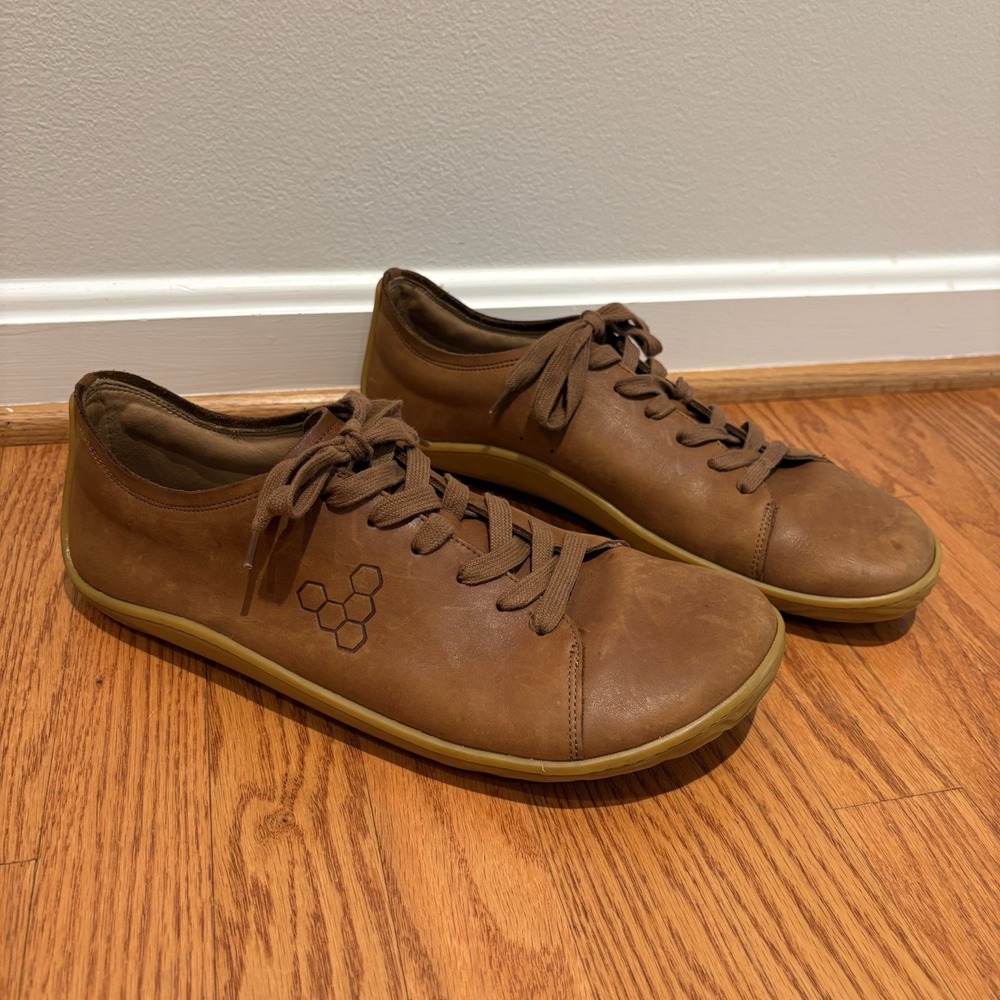 VivoBarefoot Men's Addis Leather Sneakers Brown Sz 47 / 13 Barefoot Minimalist